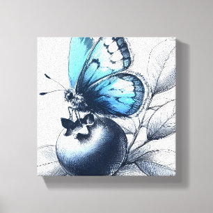 Blueberry Sketched Butterfly Leinwand Wall Art