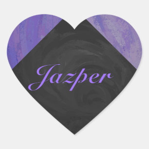 Blueberry Smear und Black Monogram Herz-Aufkleber