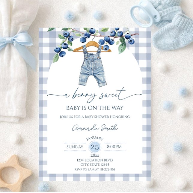  Blueberry sweet baby boy baby shower Einladung (Von Creator hochgeladen)