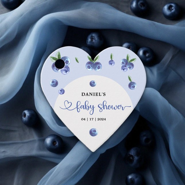 Blueberry Sweet Watercolor Boy Baby Dusche Geschenkanhänger (Blueberry Sweet Watercolor Boy Baby Shower Favor Tags)