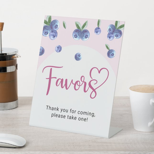 Blueberry Sweet Watercolor Girl Baby Shower Favori Sockelschild (In SItu)
