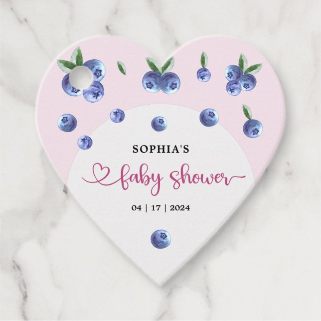 Blueberry Sweet Watercolor Girl Babydusche Geschenkanhänger (Vorderseite)