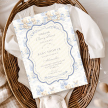 Blueberry Teddy Bear Toile Baby Shower