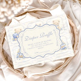 Blueberry Teddy Garden Toile Diapper Raffle Begleitkarte