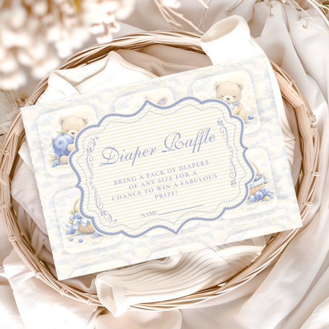 Blueberry Teddy Garden Toile Diapper Raffle Begleitkarte (Von Creator hochgeladen)