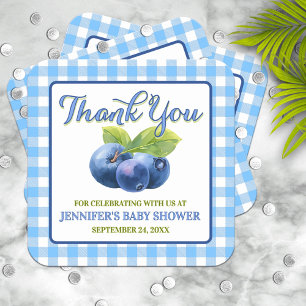 Blueberry Theme Baby Dusche Vielen Dank Quadratischer Aufkleber