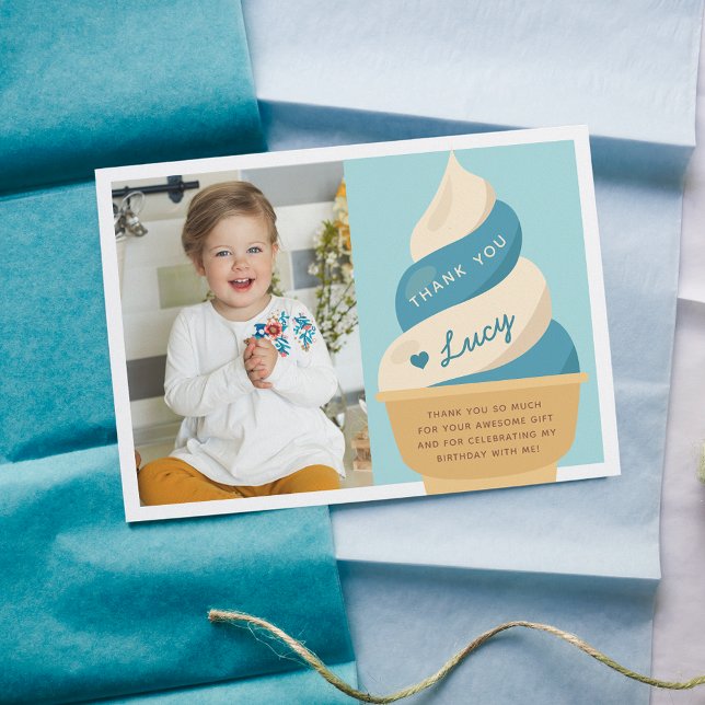 Blueberry Vanilla Kindergeburtstag Foto Dankeskarte (Von Creator hochgeladen)