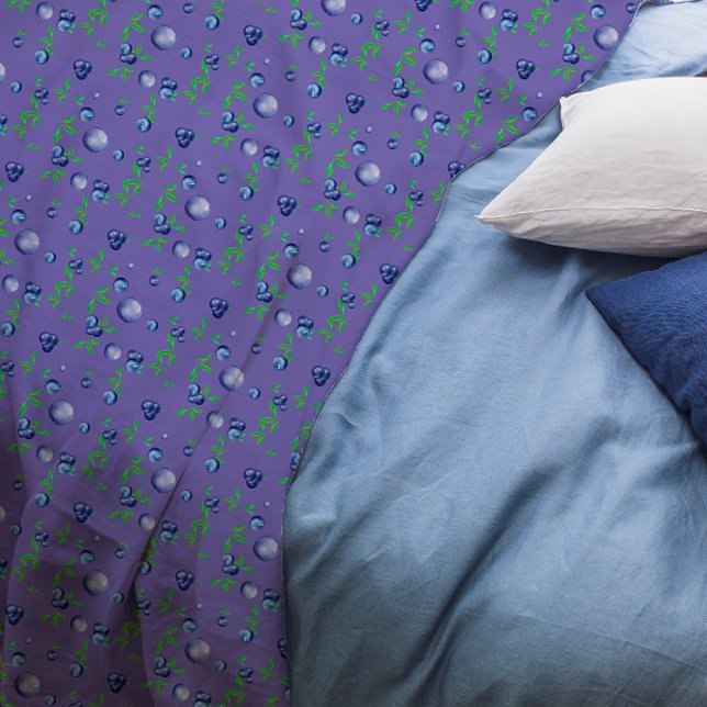 Blueberry-Wasserfarbmuster niedlicher Mädchenlaven Fleecedecke (Von Creator hochgeladen)