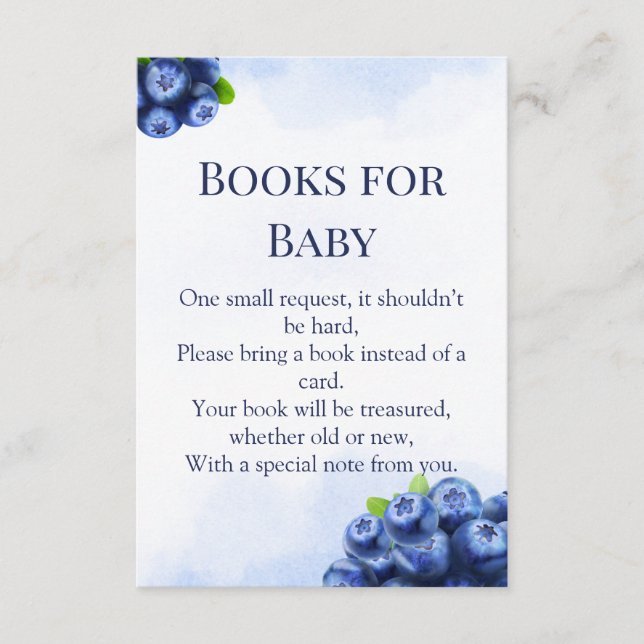 Blueberry Watercolor "Books for Baby" Shower Begleitkarte (Vorderseite)