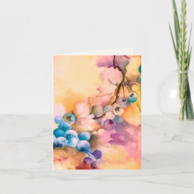 Blueberry Watercolor Grußkarte — handbemalt (Vorderseite)