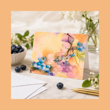 Blueberry Watercolor Grußkarte — handbemalt