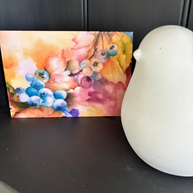 Blueberry Watercolor Grußkarte — handbemalt Karte (Watercolor blueberry greeting card with soft botanical art, elegant nature stationery gift)