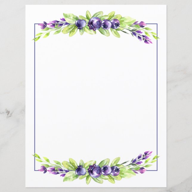 Blueberry Watercolor Scrapbook Paper (Vorderseite)