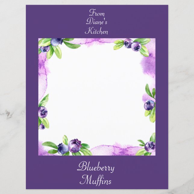 Blueberry Watercolor Scrapbook Paper (Vorderseite)