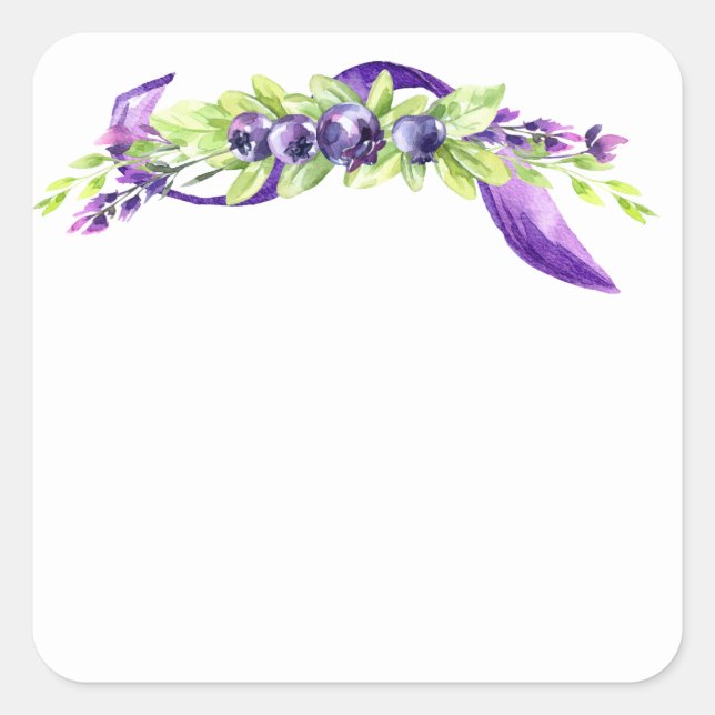 Blueberry Watercolor Scrapbook Quadratischer Aufkleber (Vorderseite)