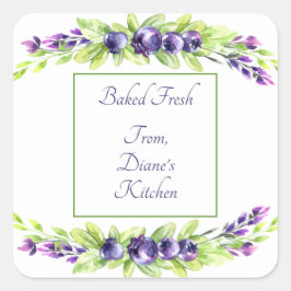 Blueberry Watercolor Scrapbook Quadratischer Aufkleber