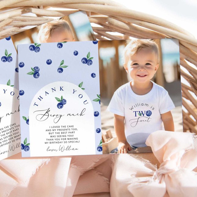 Blueberry Zwei Geburtstagskarte Dankeschön-Foto Einladung (Von Creator hochgeladen)