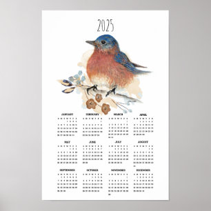 Bluebird-Aquarell 2025 Volljähriger Poster-Kalende Poster