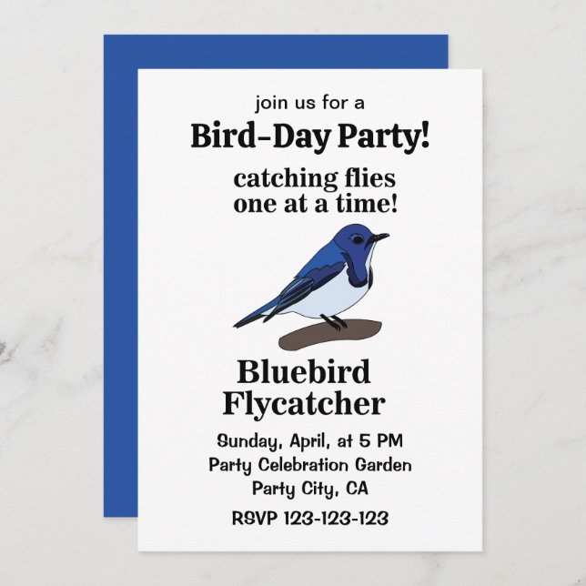 Bluebird auf Branch Funny Birthday Party Einladung (Vorne/Hinten)