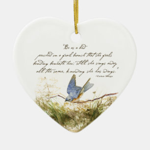 Bluebird auf Branch Inspiration Gedicht Wasserfarb Keramik Ornament