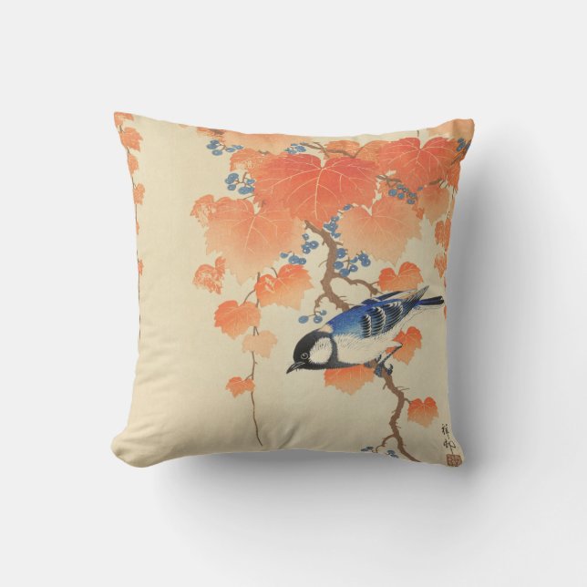 Bluebird auf einem Paulownia Tree Kissen (Vorderseite)