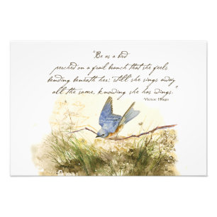 Bluebird auf Zweig Victor Hugo Inspiration Gedicht Fotodruck