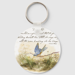 Bluebird auf Zweig Victor Hugo Inspirationsegedich Schlüsselanhänger