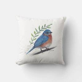 Bluebird Bird Watercolor Art Throw Kissen