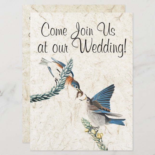 Bluebird Birds Wildlife Animals Hochzeit Einladung (Vorne/Hinten)