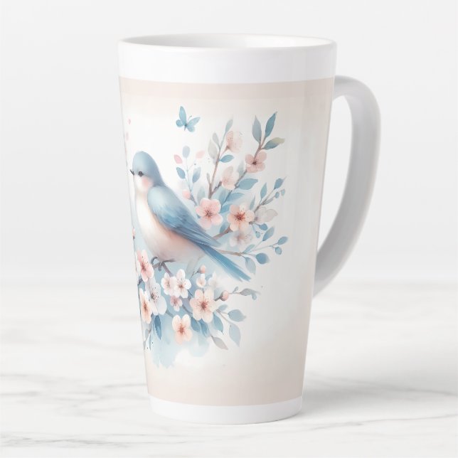 Bluebird Blossom Watercolor Serenity Milchtasse (Rechte Ecke)