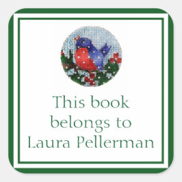 Bluebird-Buchzeichen Quadratischer Aufkleber