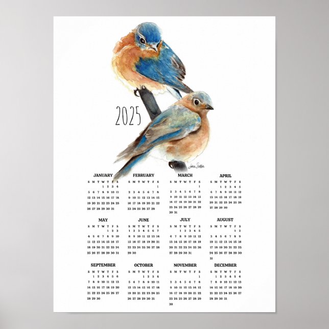 Bluebird Couple Poster Calendar 2025 (Vorne)