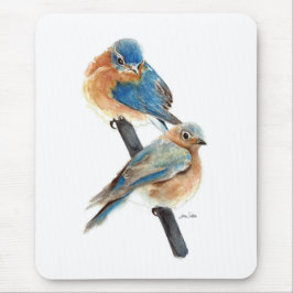 Bluebird Couple Watercolor Art Mousepad