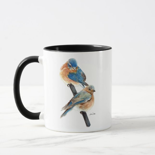 Bluebird Couple Watercolor Art Tasse (Links)