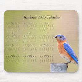 Bluebird - Customizable full year 2026 calendar Mousepad