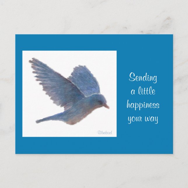 Bluebird Digital Realism Painting Happiness Card Postkarte (Vorderseite)