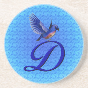 Bluebird Elegant Monogram Initial D Sandstein Untersetzer