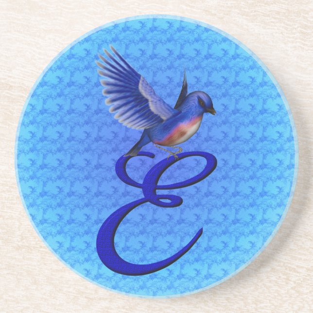 Bluebird Elegant Monogram Initial E Getränkeuntersetzer (Vorne)