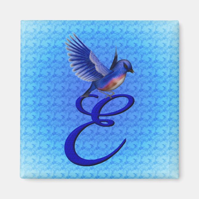 Bluebird Elegant Monogram Initial E Magnet (Vorne)