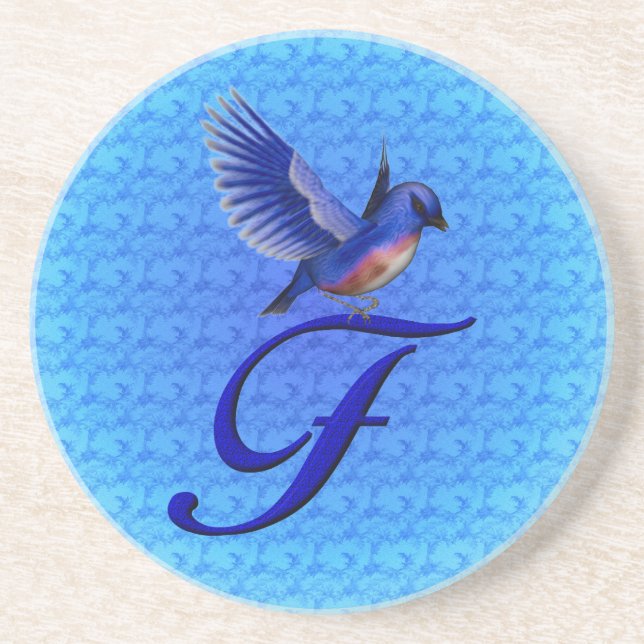 Bluebird Elegant Monogram Initial F Untersetzer (Vorne)
