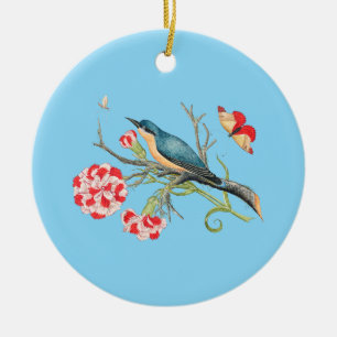 Bluebird für Nelken, Vintage Darstellung, Keramik Ornament