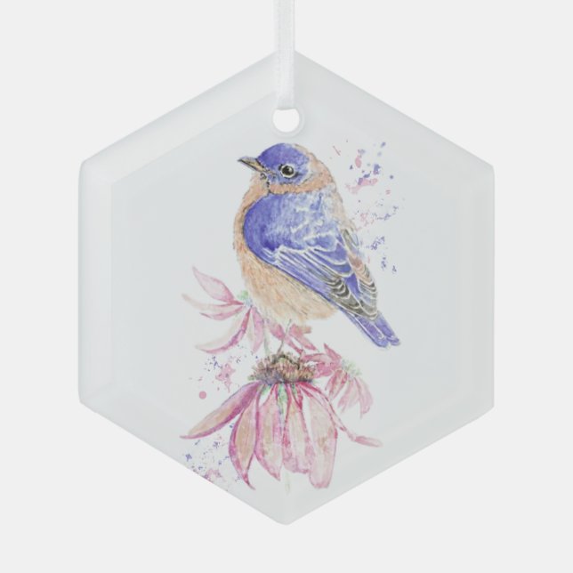 Bluebird Garden Bird Fauna Art Ornament Aus Glas (Vorderseite)