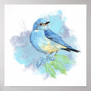 Bluebird Garden Poster
