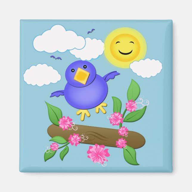 Bluebird Happy Spring Magnet (Vorne)