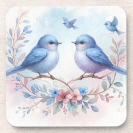 Bluebird Harmony on a Floral Perch Getränkeuntersetzer