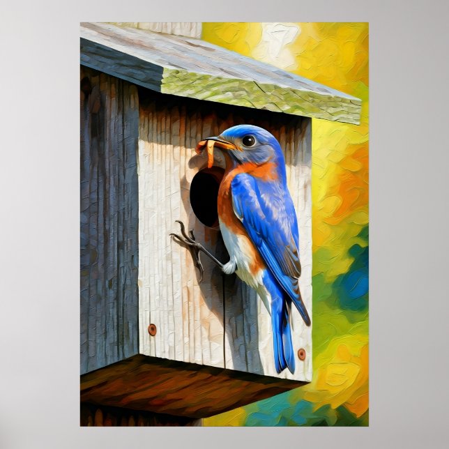 Bluebird Haven Füttre die Babys Poster (Vorne)