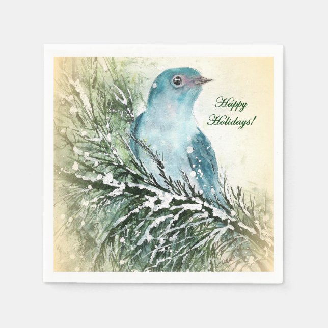 Bluebird Holiday Cocktail Napkin Serviette (Vorderseite)