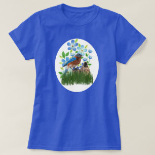 Bluebird im Blumengarten / Vogelfreund T-Shirt