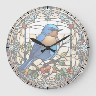 Bluebird-Imitate - Bleistift Blauer Vogel Große Wanduhr