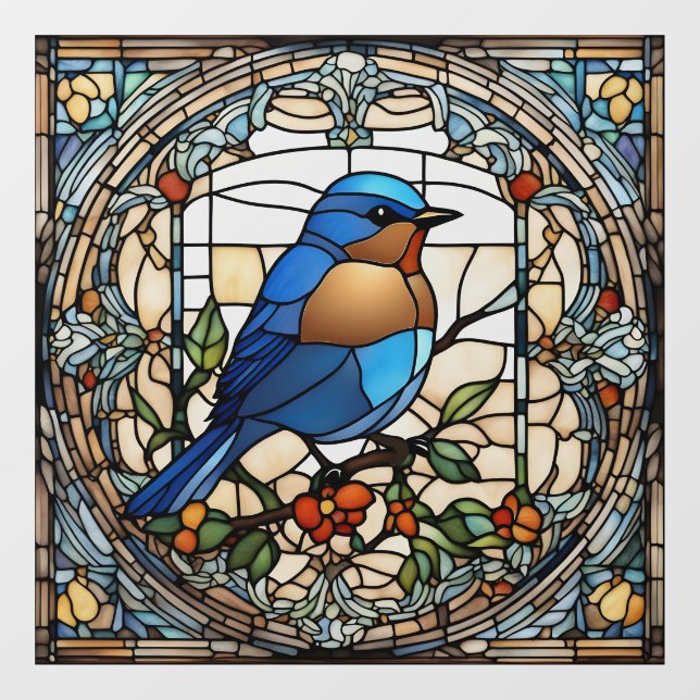 Bluebird-Imitate: Glass Blue Bird Fensteraufkleber (Blatt)